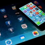 smartphone on tablet screen